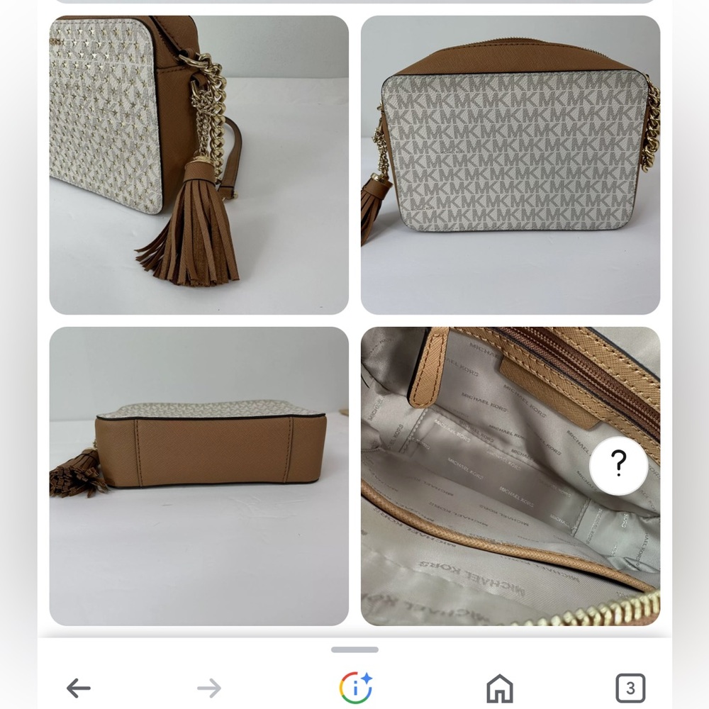 NWOT Michael Kors Ginny MD Vanilla Camera Bag AV1707 with Metallic Gold Stars